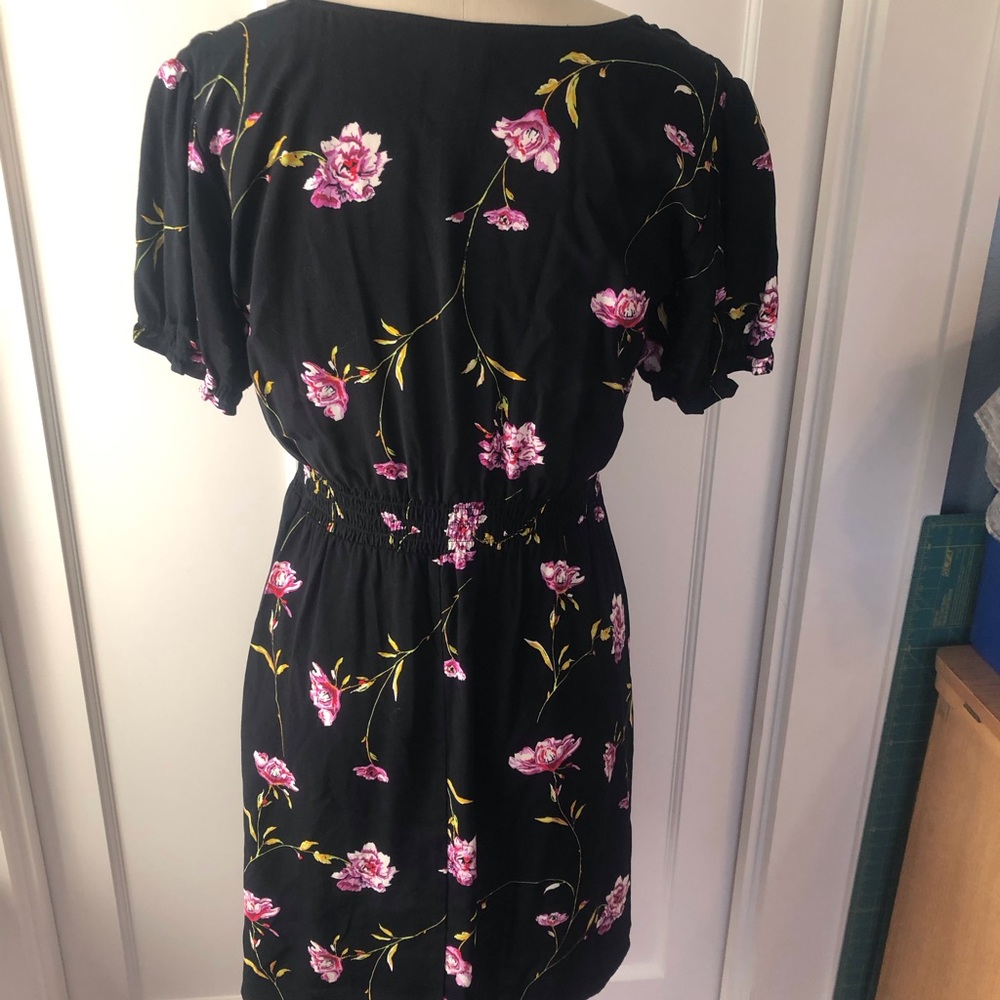 Black & purple floral mini dress